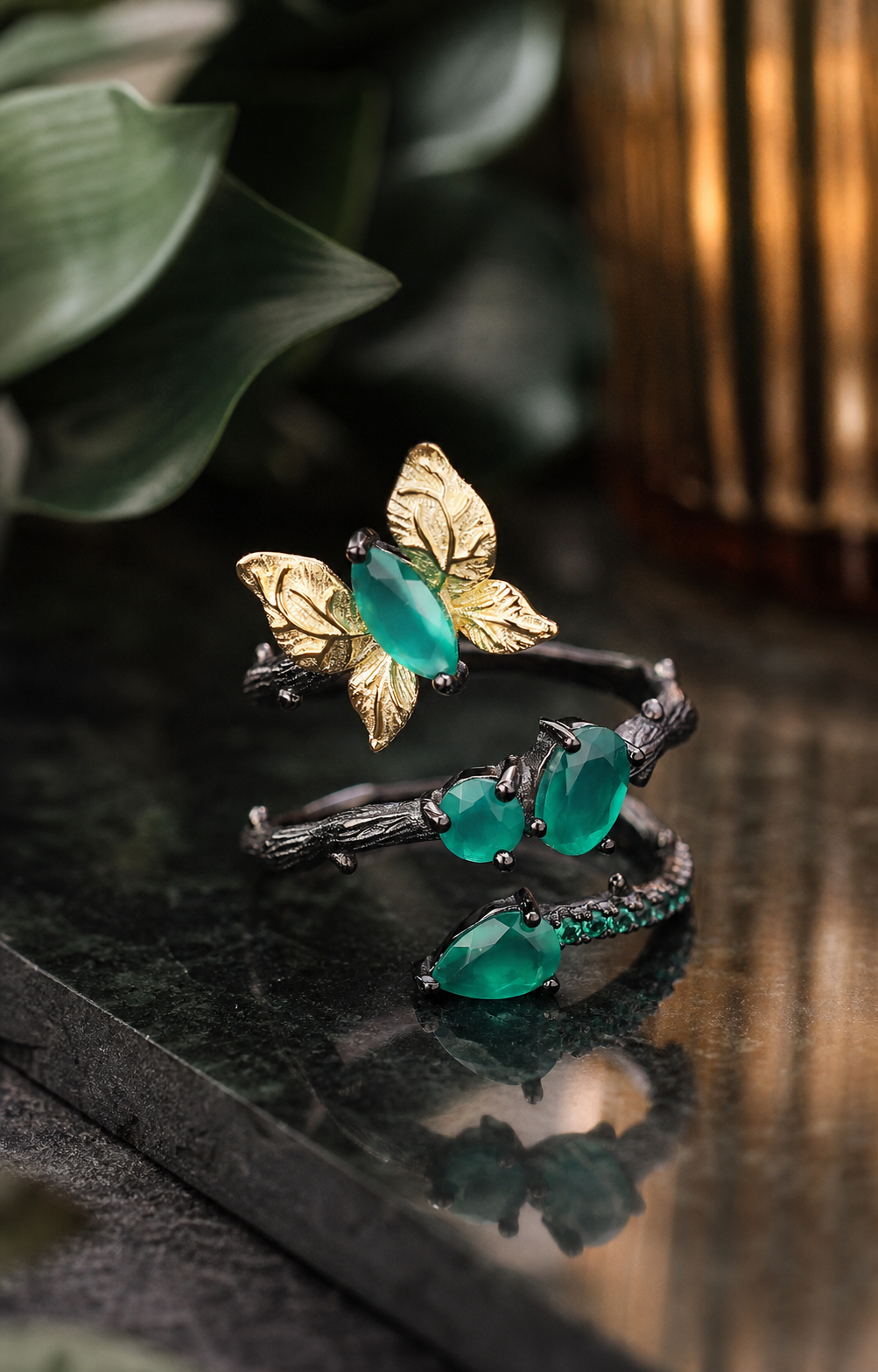 Theiaura Verdant Butterfly Ring in a contemporary jewelry scene